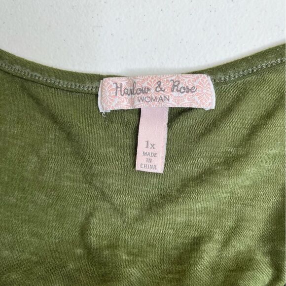 Harlow and Rose Woman Green Jumpsuit Sleeveless Elastic Waist Burnout Pockets 1X - Picture 10 of 16